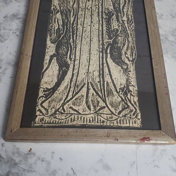 Vintage Stone Graves Rubbing Framed Photo - Picture 5 of 12